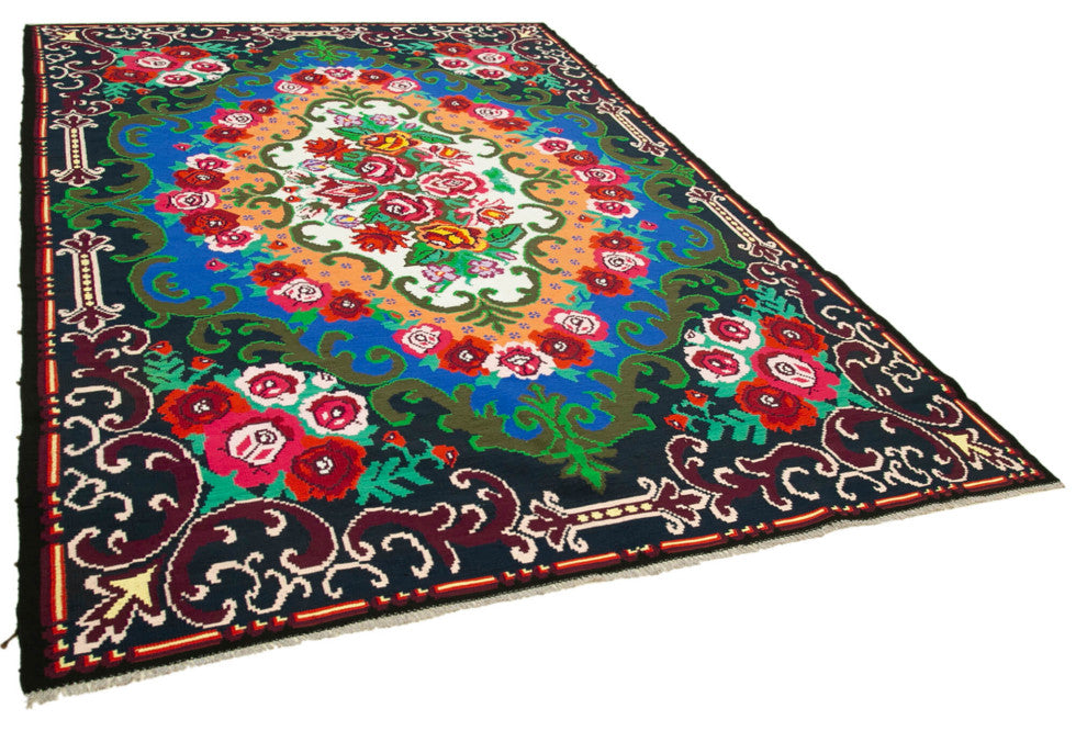 Rug N Carpet - Handmade Bessarabian 7' 1'' x 11' 0'' Vintage Floral Kilim Rug