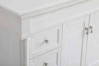 48" Single Bathroom Vanity, Antique White With Ivory White Engineered Marble