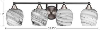 Paramount 4-Light Bath Bar, Matte Black/Brushed Nickel, 6" Onyx Swirl