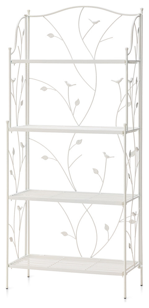52"H 4-Tiered Metal Shelf Plant Stand, White