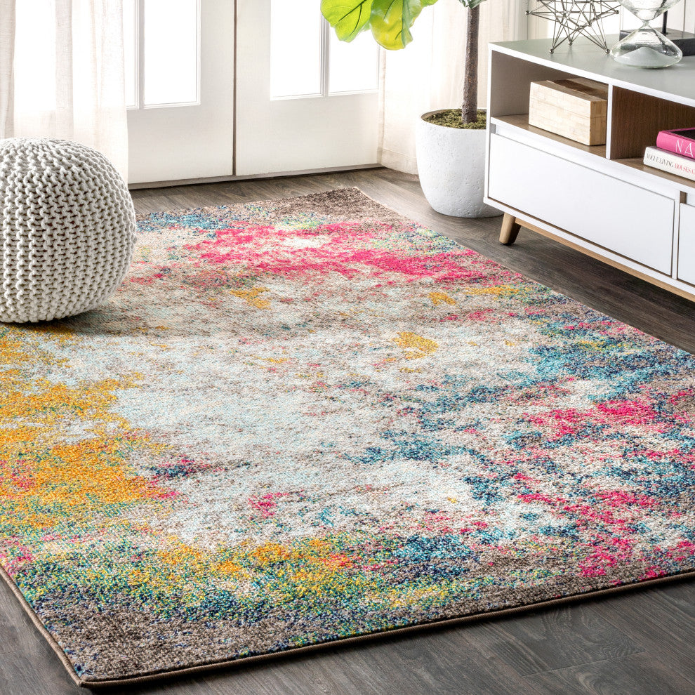 Contemporary POP Modern Abstract Multi/Yellow 5' x 8' Area Rug