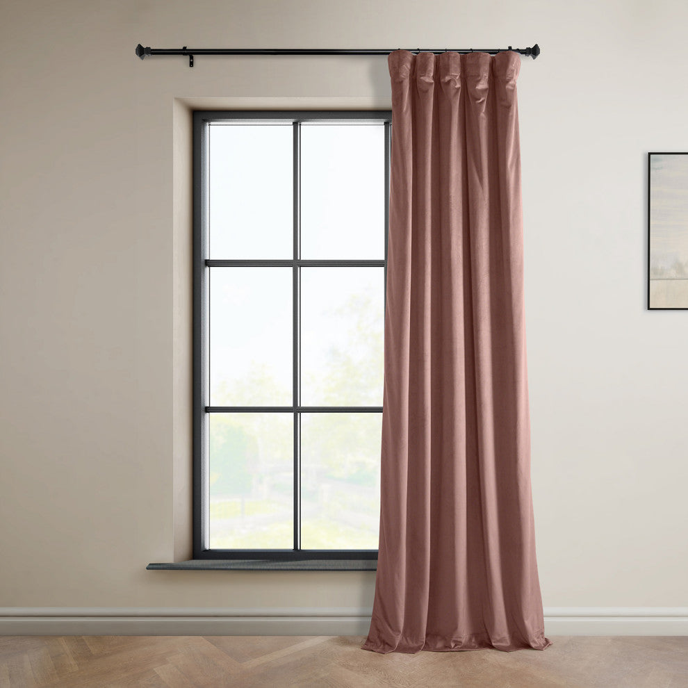 Heritage Plush Velvet Curtain Single Panel, Wild Rose, 50"x96"