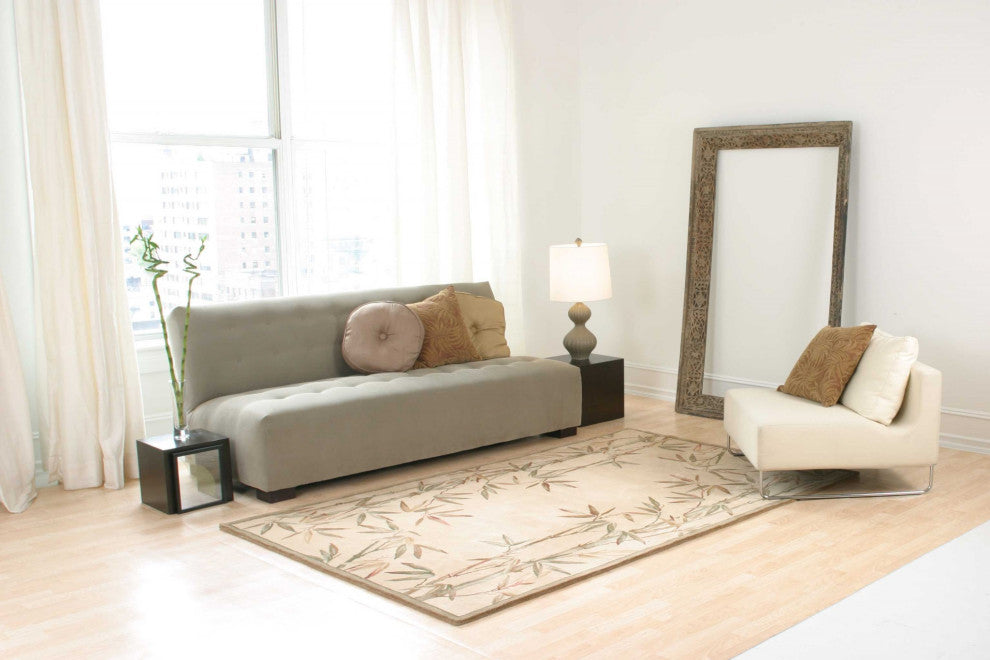 HomeRoots 7' x 9' Wool Ivory Area Rug