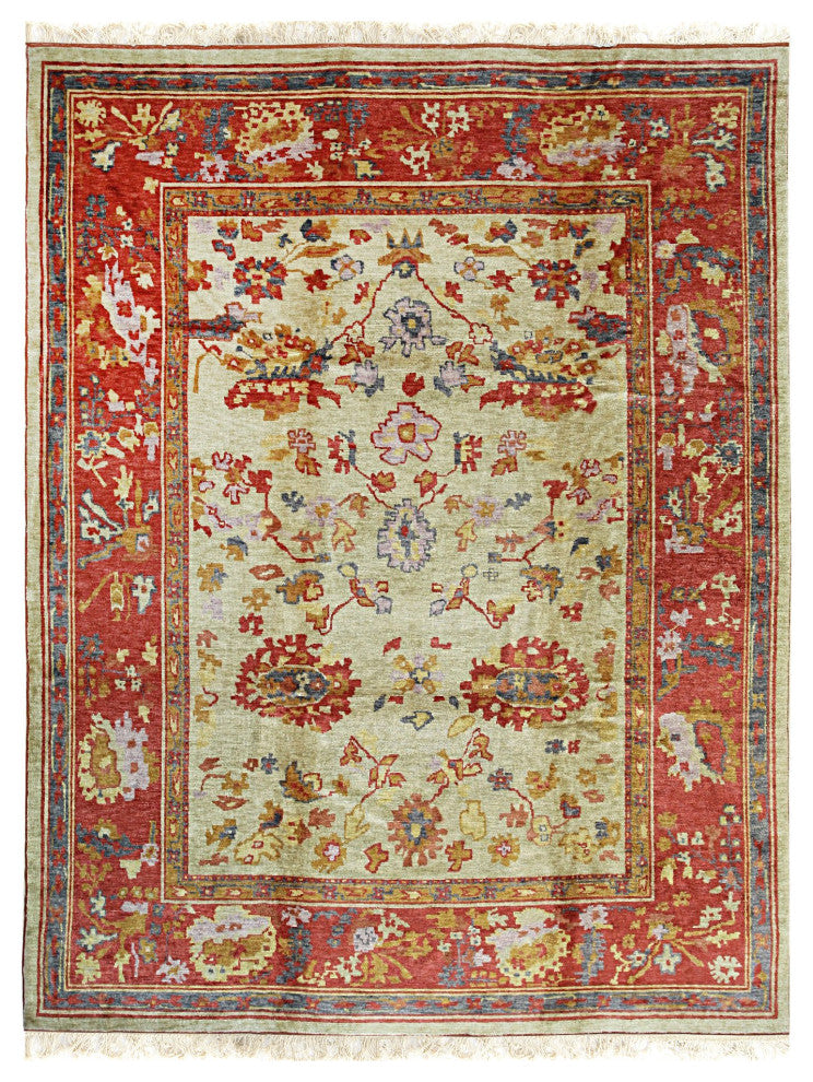 Red Traditional All Over Oushak Area Rug