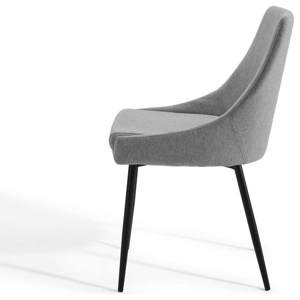 Side Dining Chair, Set of 2, Fabric, Metal, Black Gray, Modern, Cafe Bistro