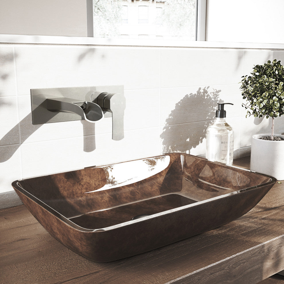 VIGO Cornelius 3" H Single Handle Wall Mount Bathroom Faucet, Brushed Nickel