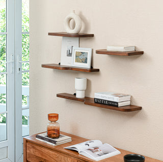 Dale Set of 4 Wall Mounted Shelves, Walnut