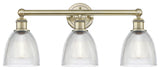 Castile 3-Light 24" Bath Vanity Light, Antique Brass Finish, Clear Shade