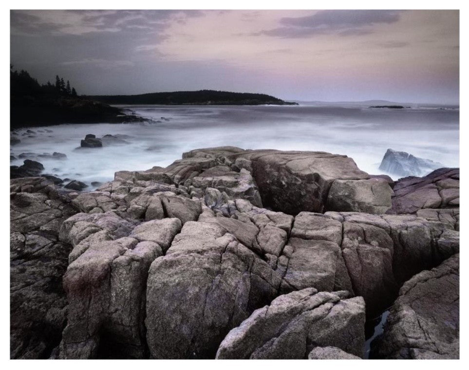 "Sunset, Atlantic Ocean, Thunder Hole, Acadia National Park" Paper Art, 26"x20"