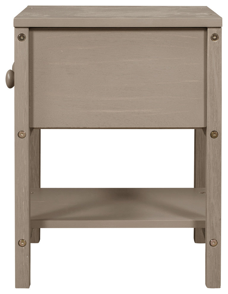 1-Drawer Wood Nightstand with Open Shelf (Set of 2) , Light Brown, 19'' X 16''