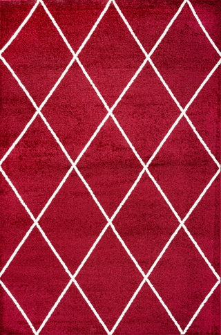 Cole Minimalist Diamond Trellis Red/White 3'x5' Area Rug