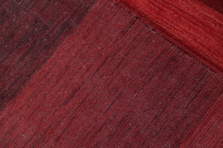 Gabbeh Striped Pattern Hand-Knotted Indian Oriental Rug, Red, 9'11"X8'2"