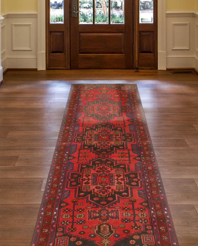 Fine Vintage Distressed Kenriek Rust/Charcoal Runner, 3'3x9'10
