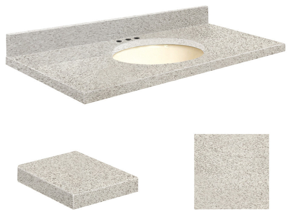 Quartz 25"x19" Vanity Top, Biscuit Bowl, Portage Pass, 8" Centerset