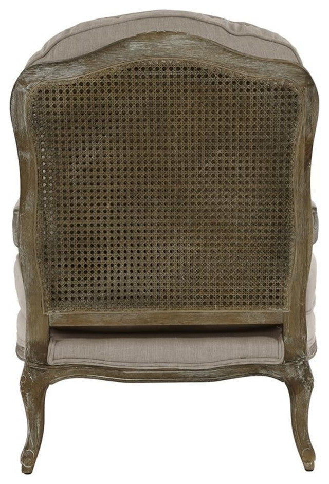 Lexicon Parlier Traditional Wood Accent Chair in Natural Linen Color