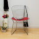 Mid Century Modern Chrome Wire Dining Side Chair, Chrome Frame, Red Pad