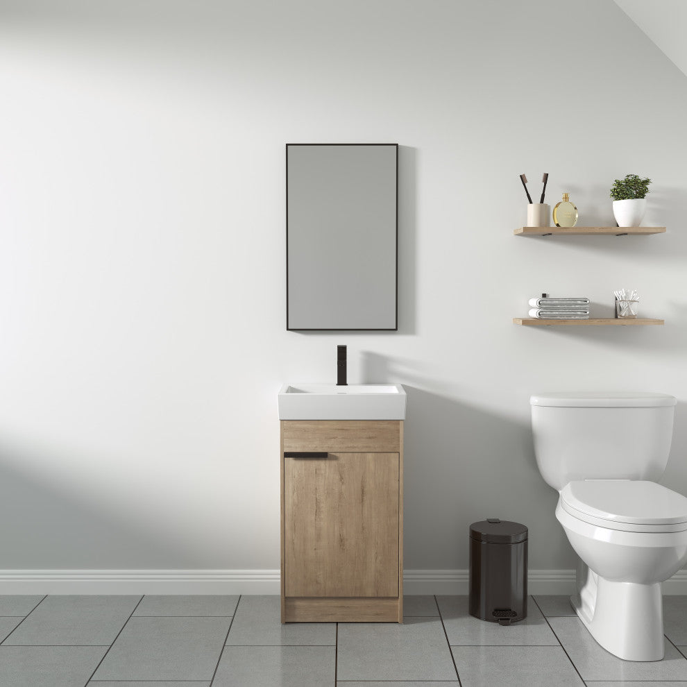 BNK Freestanding Bathroom Vanity 18 Inch with Adjustable Shelf,18x15