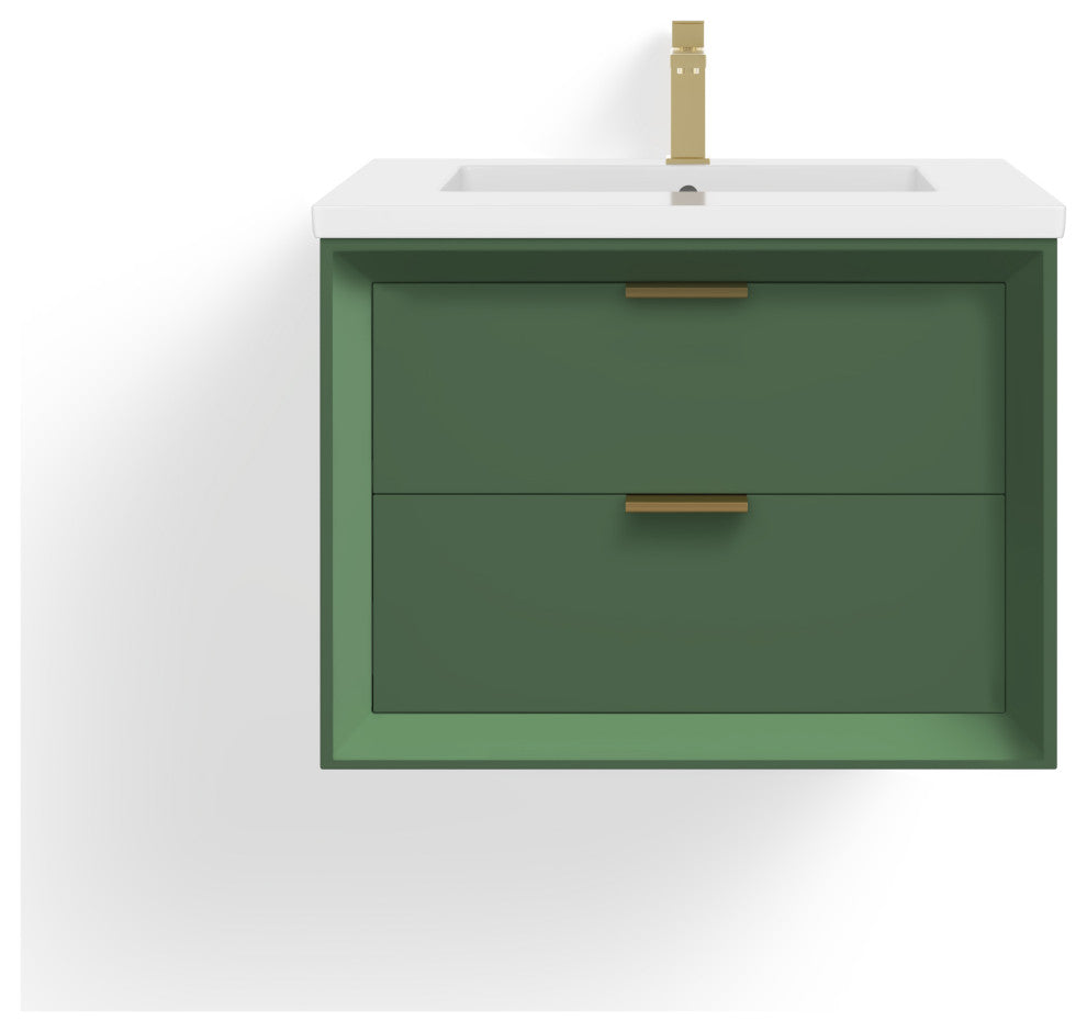 The Sala Bathroom Vanity, Green, 24", Single Sink, Wall Mount