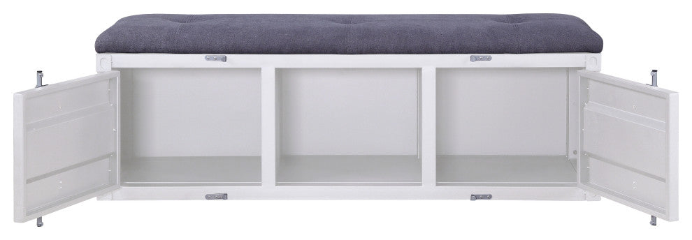 ACME Cargo Storage Bench, Gray Fabric and White