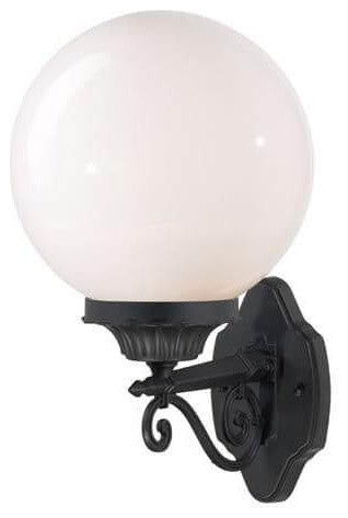 17" Tall Black Outdoor Wall Mount-Light, Opal Acrylic