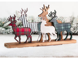 18"L Galvanized Metal/Wooden Reindeer Table Decor