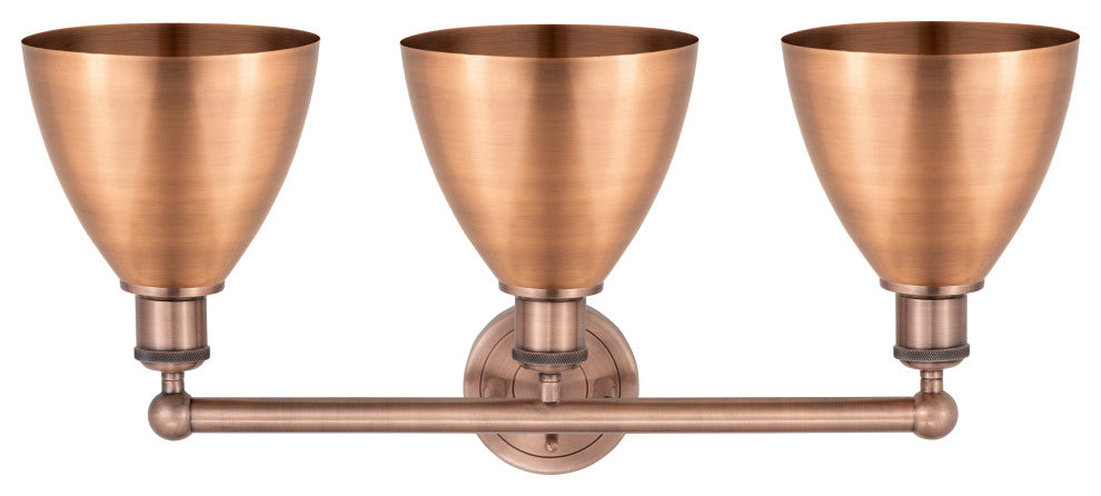 Metal Bristol 3-Light 26" Bath Vanity Light, Antique Copper Shade