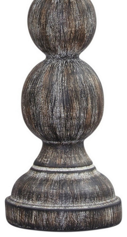 Benzara BM230958 Table Lamp With Turned Base, Set of 2, Brown and Off White