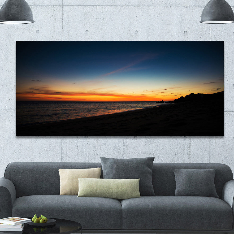 Sunset Over Beach in Cabo St.Lucas, Landscape Canvas Art Print, 60"x28"