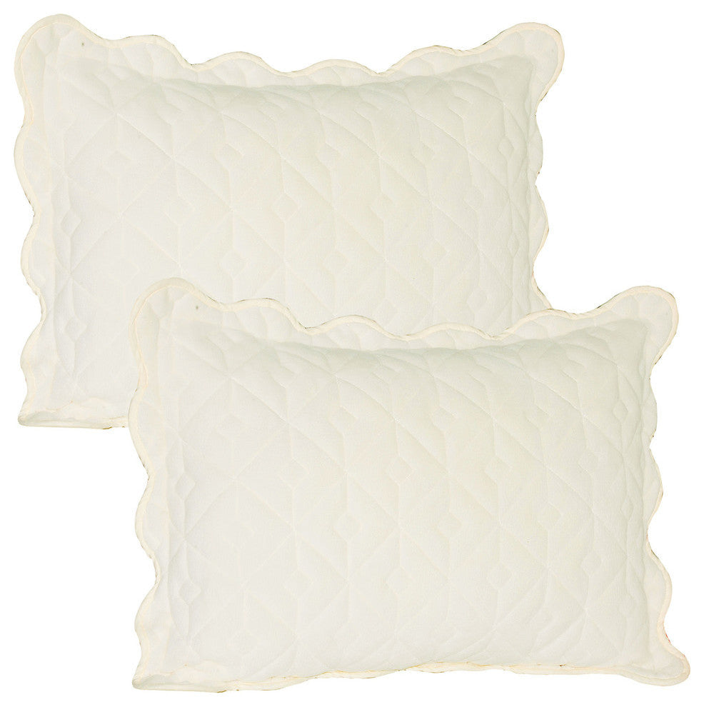 Diamond Square Quilted Coverlet 4-Piece Bedspread Set, Ivory, Queen