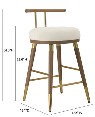 Juniper Upholstered Stools, Cream, Brown, Counter Stool