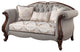 Benzara BM250250 Loveseat, Button Tufted Back and Queen Anne Legs, Gray/Brown