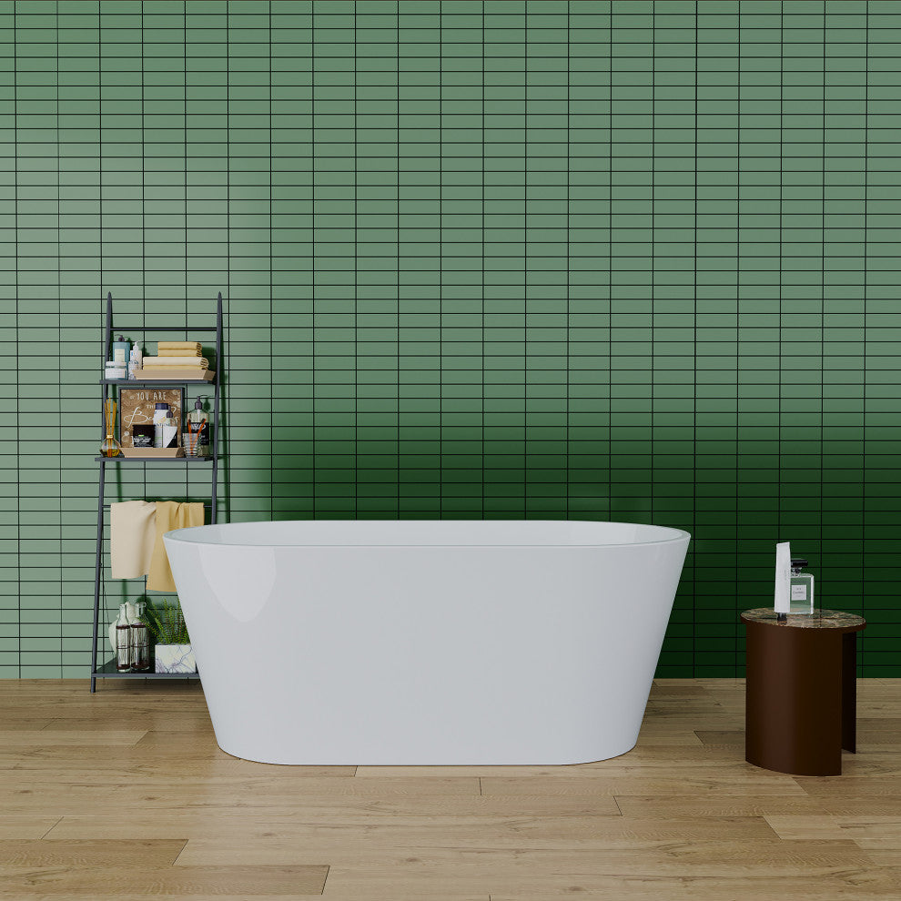 Acrylic Freestanding Soaking Bathtub, White, 67"