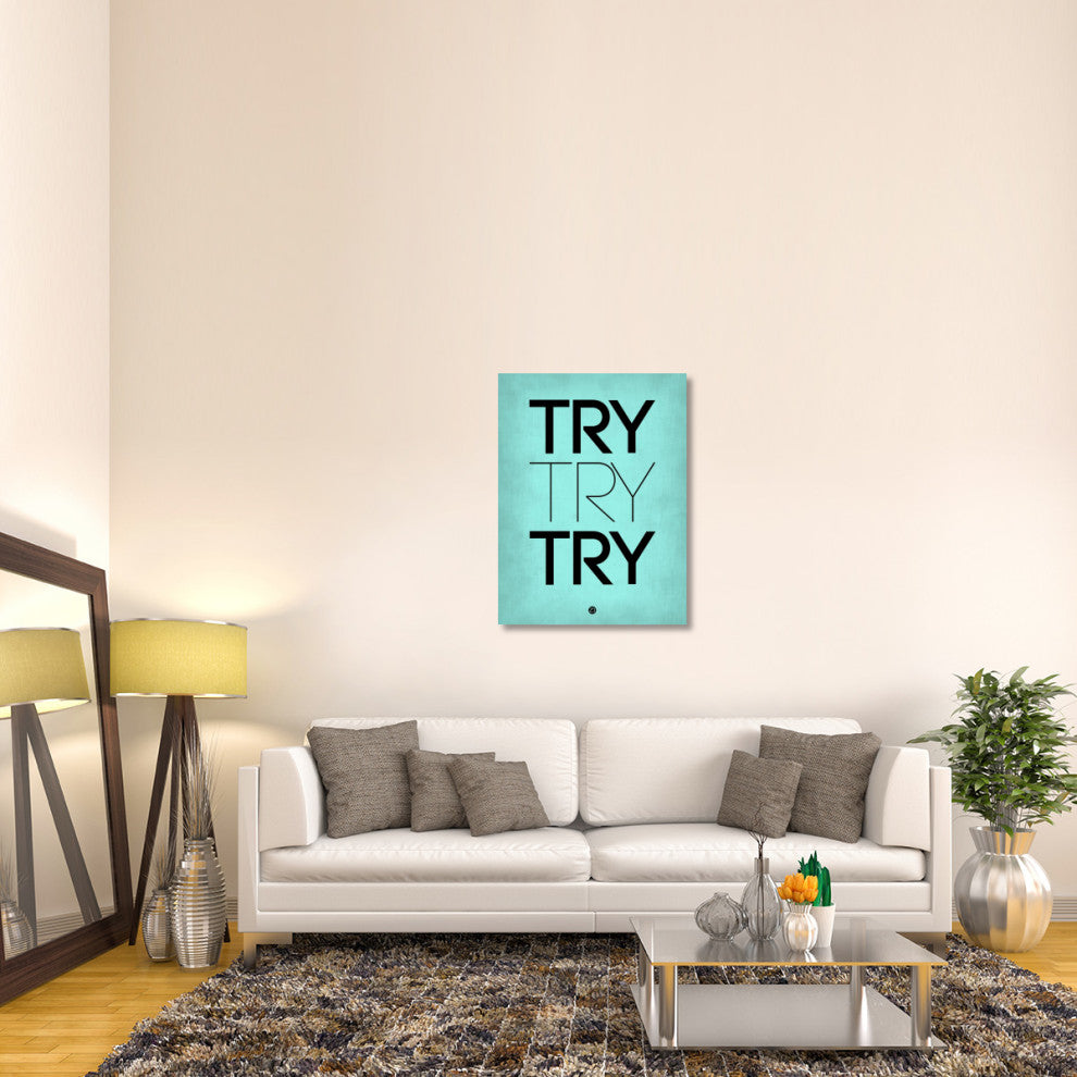"Try Try Try Poster Blue" Fine Art Print
