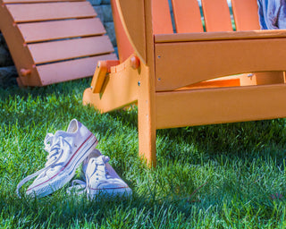 Polywood Classic Oversized Curveback Adirondack 5-Piece Casual Set, Tangerine