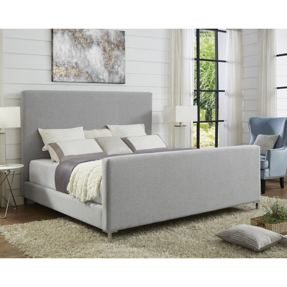 Aberdeen Upholstered  Platform Bed, Gray Linen, King