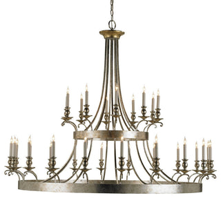 Lodestar 30 Light Chandelier, Granello Silver Leaf and Antique
