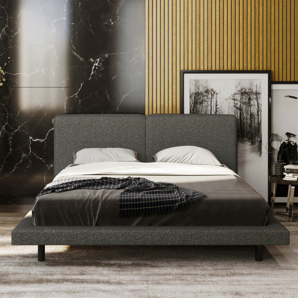 Brooklyn Upholstered Platform Bed, Dark Gray, Queen