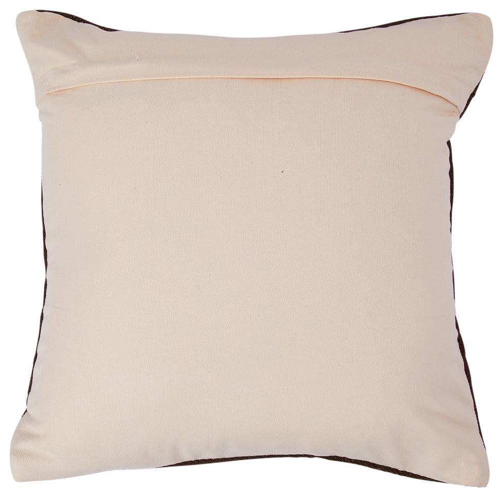 Swiss Cross Cotton Wool Throw Pillow, Brown and Natural