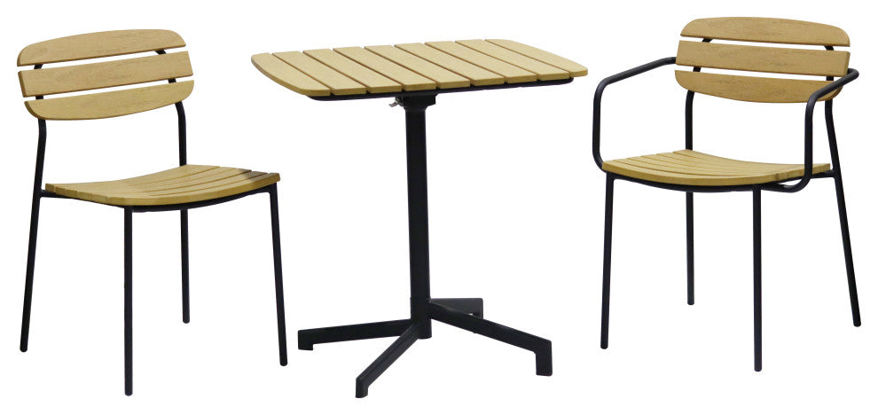 Kalmar Outdoor Table, Natural With Column and Base, Black