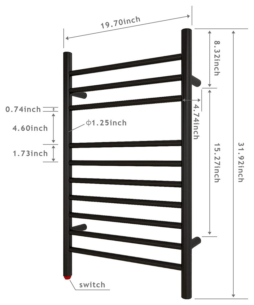 HEATGENE Towel Warmer, Compact Electric Towel Warmer for Small Bathroom, Matt Bl
