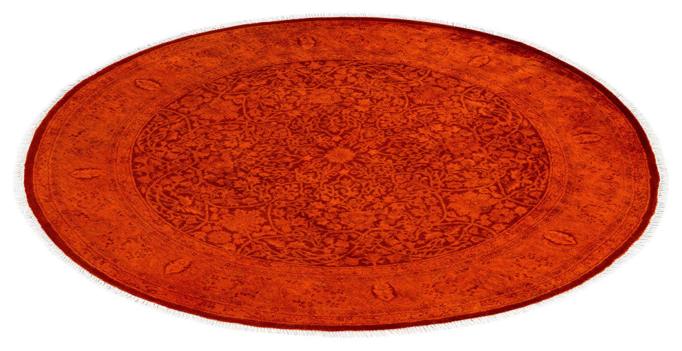 Overdyed One-of-a-Kind Hand-Knotted Area Rug Orange, 5' 0" x 5' 0"