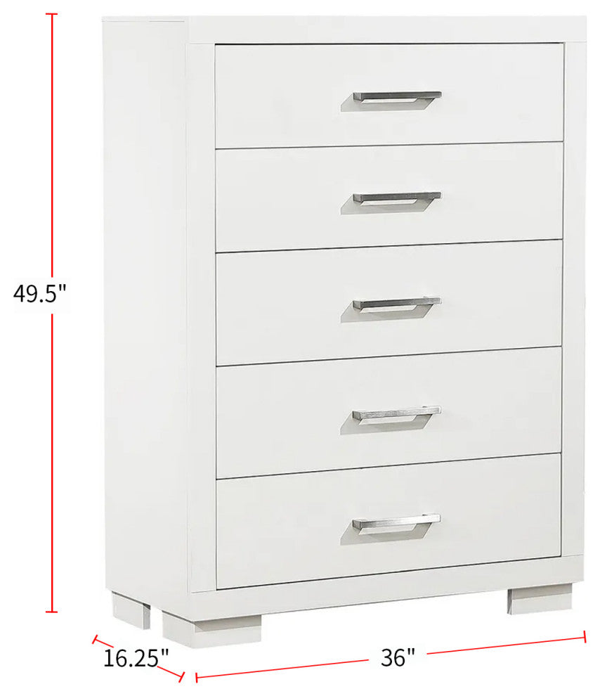 Wooden Chest with 5 Drawers, White