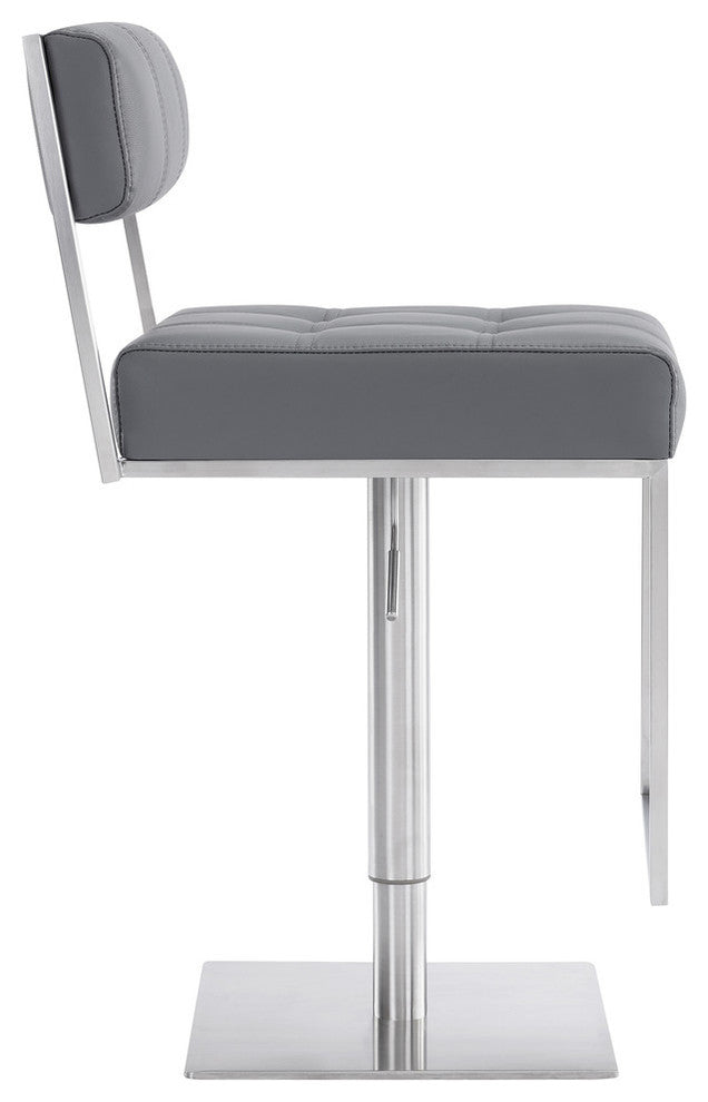 Michele Contemporary Swivel Barstool in Brushed Stainless Steel
