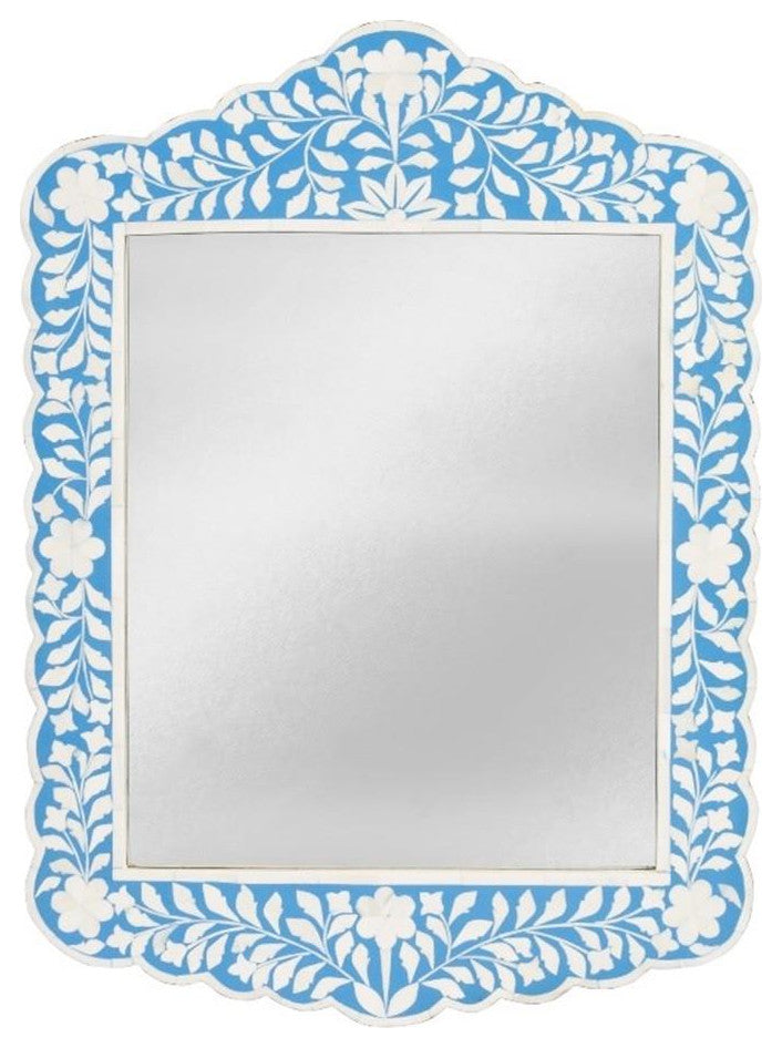 Butler Specialty Company Vivienne Bone Inlay Wall Mirror - Sky Blue And White