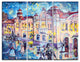 "City at Night With People" Glossy Metal Wall Art, 3 Panels, 36"x28"