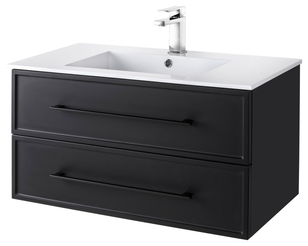 Milano Wall Hung Vanity, Black, 36"