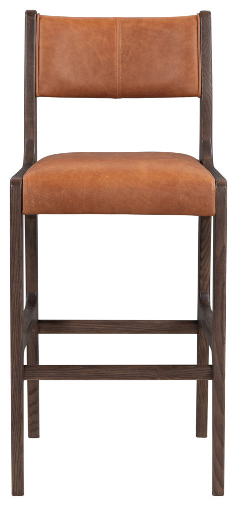 Kosas Home Wayne Top Grain Leather Stool, Bar Stool