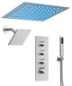 LED Dual Heads 12" Rain Shower System With Thermostatic 3-Way Faucet, Brushed Nickel