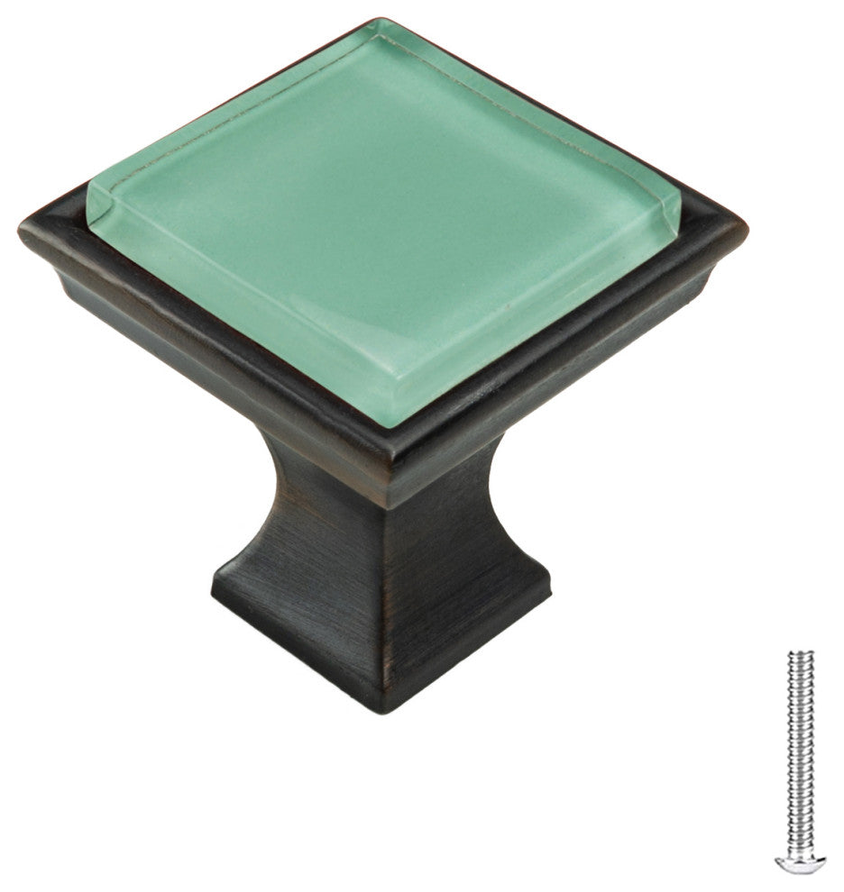 Eton Blue Green Crystal Glass Oil Rubbed Bronze Madison Classic Knob