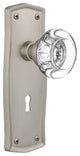 Prairie Plate With Keyhole Passage Round Clear Crystal Knob, Satin Nickel